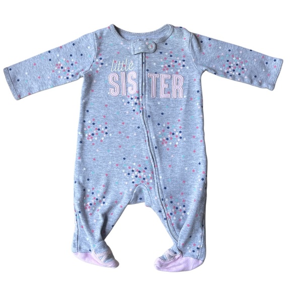 CARTERS Gray & Pink 'Little Sister' Footie. - Picture 2 of 4